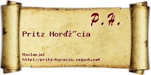 Pritz Horácia névjegykártya